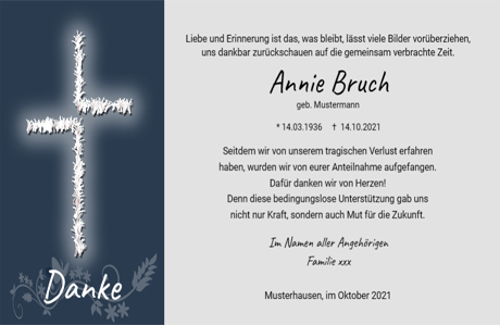 Danksagungskarten Trauer "Kreuz"